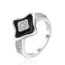 Lovely silver wedding ring Quadrilateral inlay crystal anillos bear bijoux 16 ELY