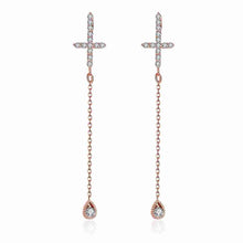 Platinum Plate Crystal earings Cross drop orecchini men jewelry 335 ELY