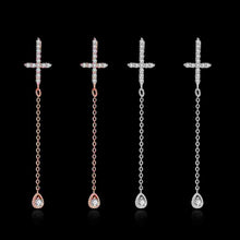 Platinum Plate Crystal earings Cross drop orecchini men jewelry 335 ELY