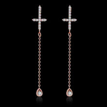 Platinum Plate Crystal earings Cross drop orecchini men jewelry 335 ELY
