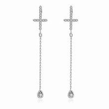 Platinum Plate Crystal earings Cross drop orecchini men jewelry 335 ELY