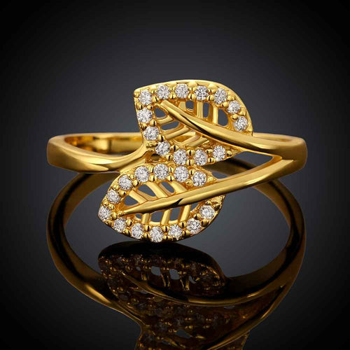 18K Gold Plated rings for men insets two leaves opal accessories SKGR 83 ELY