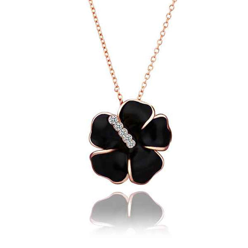 18k gold plated necklaces & pendants Black flower set crystal patek men jewelry 71 ELY