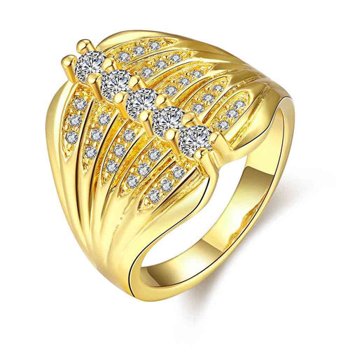 18k gold plated rings Five rows of crystal anel fine jewelry3 4 ELY