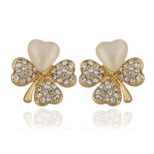 Austrian Crystal earrings Quatrefoil Rhinestone stud ear cuff ruby jewelry 116 ELY