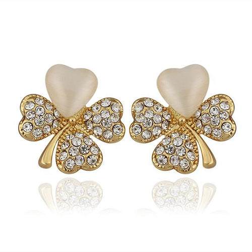 Austrian Crystal earrings Quatrefoil Rhinestone stud ear cuff ruby jewelry 116 ELY