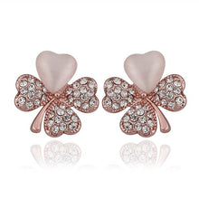 Austrian Crystal earrings Quatrefoil Rhinestone stud ear cuff ruby jewelry 116 ELY