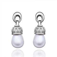 silver earrings beads imitation pearl stud pendientes bijoux 263 ELY