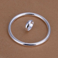 silver jewelry sets Glossy circle Bangle&Ring Sets Jewelry European Style 85 ELY