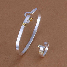 silver jewelry sets Glossy circle Bangle&Ring Sets Jewelry European Style 85 ELY