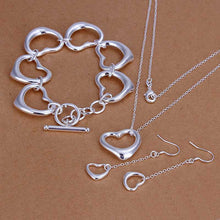 silver jewelry sets Heart Necklace&Bracelet&Earring Sets bone 69 ELY