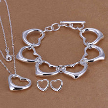 silver jewelry sets Heart Necklace&Bracelet&Earring Sets bone 69 ELY