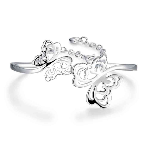 silver plated bangles Size butterfly Women Wedding Bracelet HBB 34 ELY