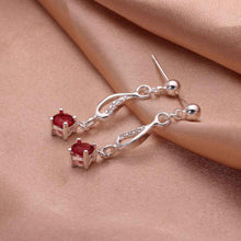 silver plated earrings insets Ruby stud brinco wedding decoration 24 ELY