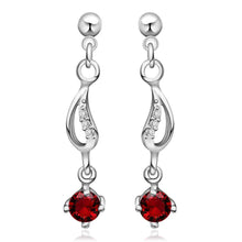 silver plated earrings insets Ruby stud brinco wedding decoration 24 ELY