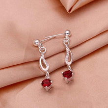 silver plated earrings insets Ruby stud brinco wedding decoration 24 ELY