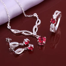 silver plated jewelry sets red month R+E+N african jewelry set bijoux femme 51 ELY