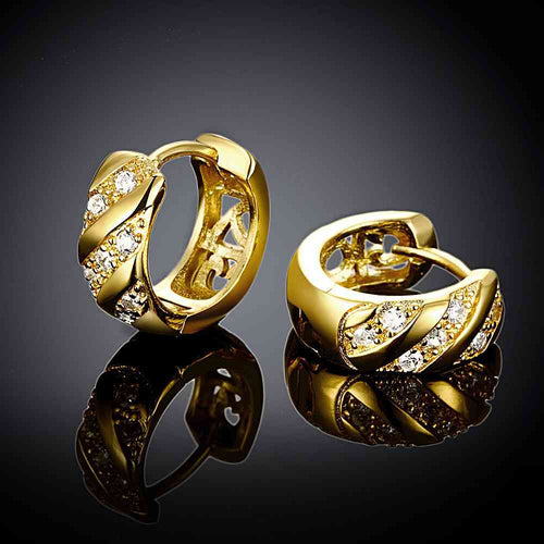 18K Gold Plating earrings insets crystal clip cufflinks jewellery 322 ELY