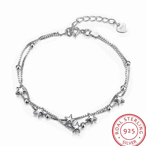925 sterling silver bracelets five-pointed star pulsera love STVH 57 ELY