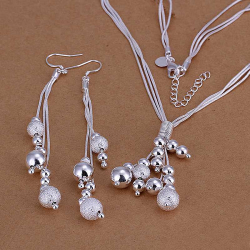 silver jewelry sets Triple Lines Of Beans Necklace&Earring african jewelry set men jewelry 76 ELY