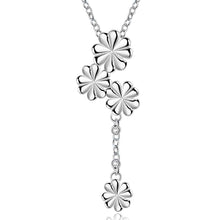 silver pendant necklace Three with flowers colar jewerly accessories 733 ELY