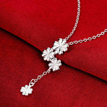 silver pendant necklace Three with flowers colar jewerly accessories 733 ELY