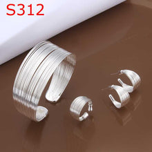silver plated jewelry set Multi Line Bangle&Earring&Ring african jewelry set sport178 ELY