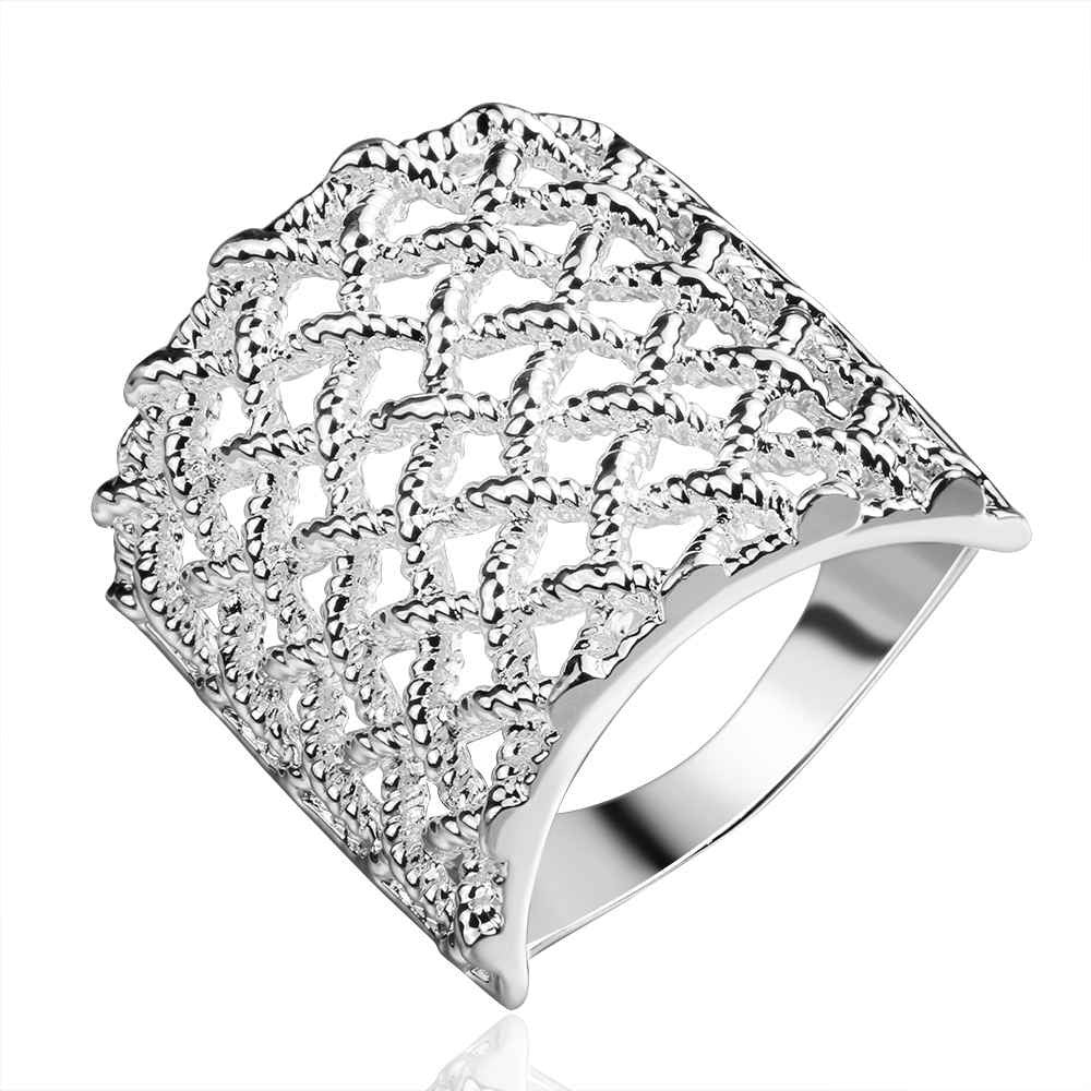 silver plated wedding rings Fishnet anillos bear 543 ELY