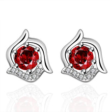 silver plated earrings withe rose flower stud brincos de festa collier plastron femme 13 ELY