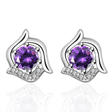silver plated earrings withe rose flower stud brincos de festa collier plastron femme 13 ELY