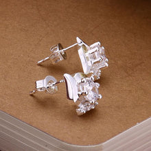 silver plated earrings withe rose flower stud brincos de festa collier plastron femme 13 ELY