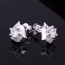 silver plated earrings withe rose flower stud brincos de festa collier plastron femme 13 ELY