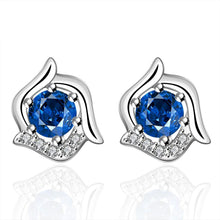 silver plated earrings withe rose flower stud brincos de festa collier plastron femme 13 ELY