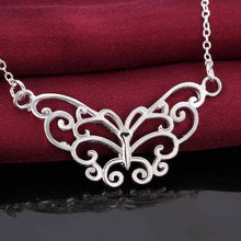 silver plated necklaces big butterfly choker bijoux124 ELY