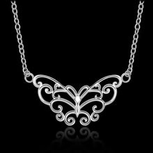 silver plated necklaces big butterfly choker bijoux124 ELY