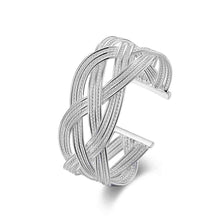 silver plated friendship bangle Large woven women bracelet bijouterie SMTB151 ELY