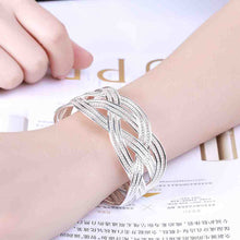 silver plated friendship bangle Large woven women bracelet bijouterie SMTB151 ELY