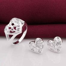 silver plated jewelry sets heart hollow web E+N+R african jewelry set prices in euros 29 ELY