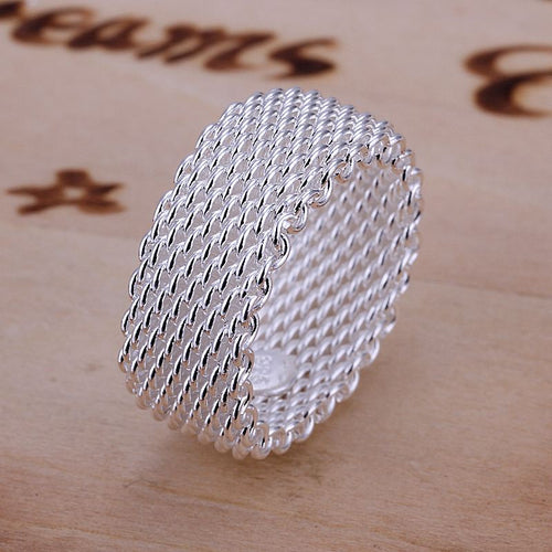 925 Silver Ring Fine Net Ring Women&Men Gift Silver Jewelry Finger Rings 4 ELY
