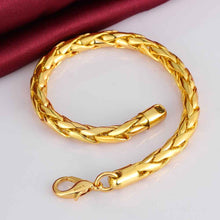 Best Gift 18K Gold Plating bracelet men 6M twisted rope pulseira feminina bone HBB 12 ELY