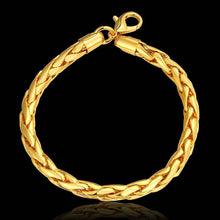 Best Gift 18K Gold Plating bracelet men 6M twisted rope pulseira feminina bone HBB 12 ELY