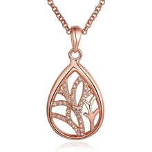 Best Gift 18K Gold Plated women necklace drop water hollow crystal collane men jewelry SMTPN811 ELY