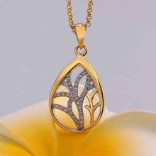 Best Gift 18K Gold Plated women necklace drop water hollow crystal collane men jewelry SMTPN811 ELY