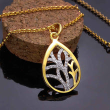 Best Gift 18K Gold Plated women necklace drop water hollow crystal collane men jewelry SMTPN811 ELY