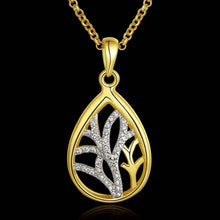 Best Gift 18K Gold Plated women necklace drop water hollow crystal collane men jewelry SMTPN811 ELY
