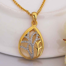Best Gift 18K Gold Plated women necklace drop water hollow crystal collane men jewelry SMTPN811 ELY
