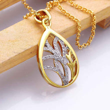Best Gift 18K Gold Plated women necklace drop water hollow crystal collane men jewelry SMTPN811 ELY