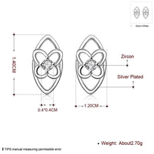 Best Gift silver 925 earings jewelry Four Leaf Flower Center stud pendientes bear charms ELY