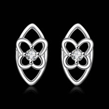 Best Gift silver 925 earings jewelry Four Leaf Flower Center stud pendientes bear charms ELY