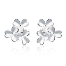 Best Gift silver earings jewelry Three flowers stud brincos de festa Personalized 176 ELY